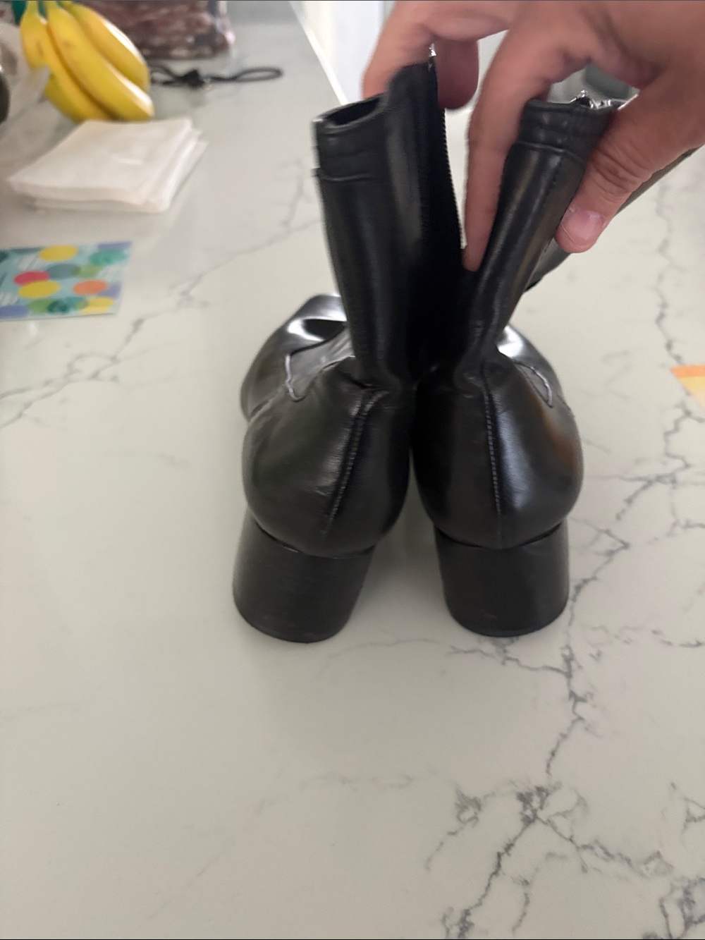Nine West Black Leather Square-Toe Ankle Boots - Picture 3 of 6